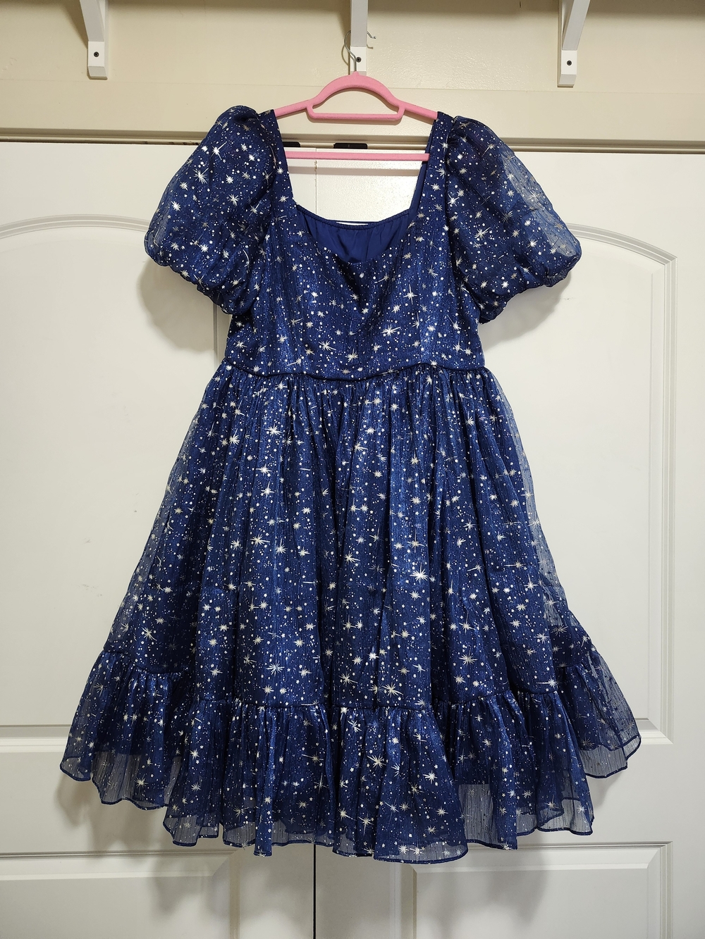 Starry Puff-Sleeve Prom Dress